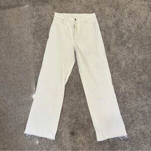 White Frayed Hem Jeans